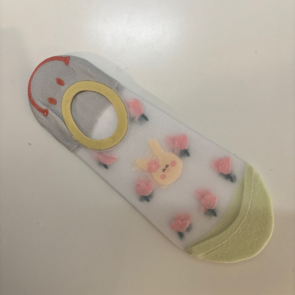 Kids Cute Bunny Ankle Socks - Green and Pink